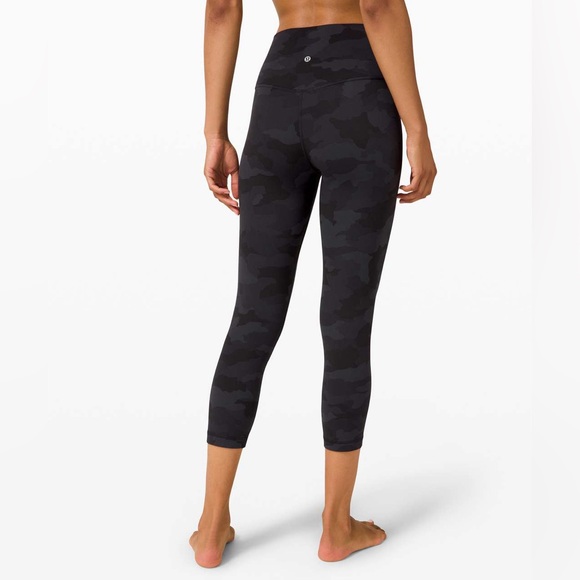 🍋 LULULEMON Align Crop *21" Black Camouflage Leggings Size 10 - Picture 3 of 14